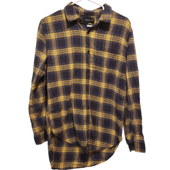 Pacsun Los Angeles Button-up Shirt Plaid Yellow Blue Size Small - Picture 1 of 9